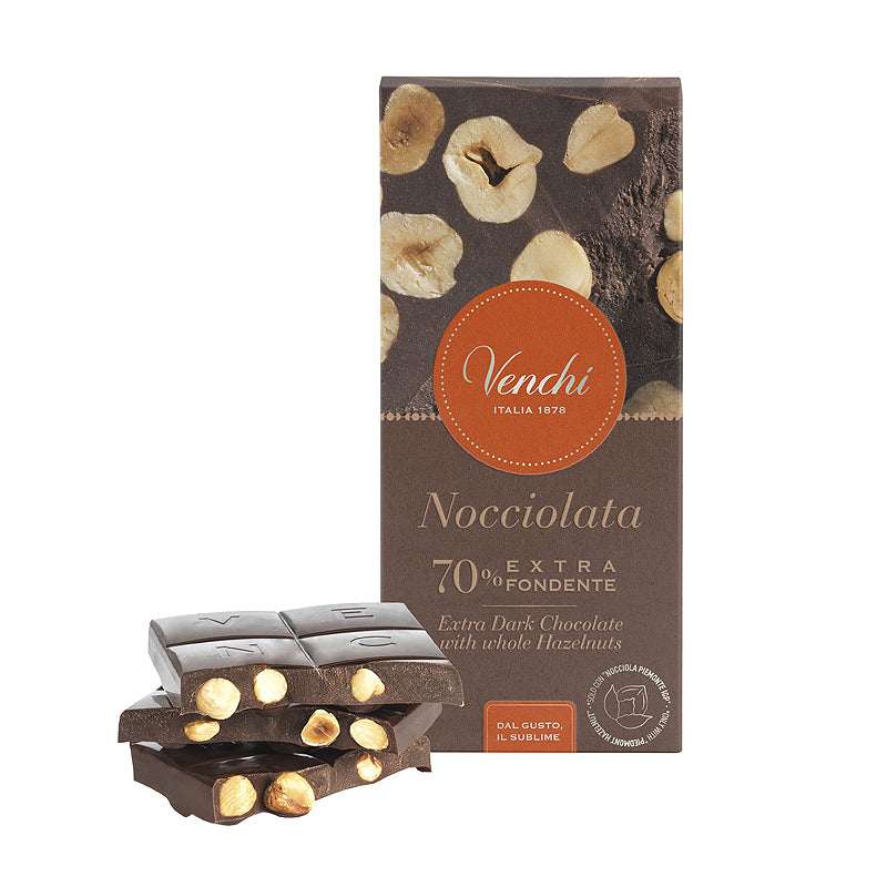 Venchi 70% Extra Dark Chocolate with Hazelnuts Tablet 100g | Buy Italian Chocolate in New Zealand | Sabato Auckland