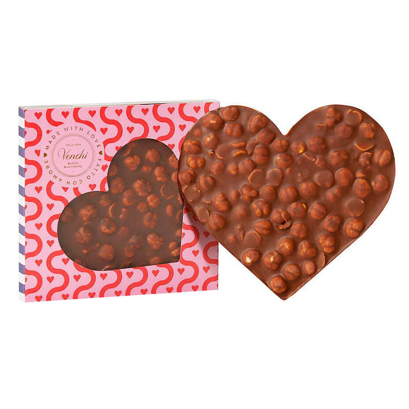Venchi Milk Chocolate Heart with Hazelnuts 200g Unwrapped | Valentines Day Gifts New Zealand | Sabato Auckland