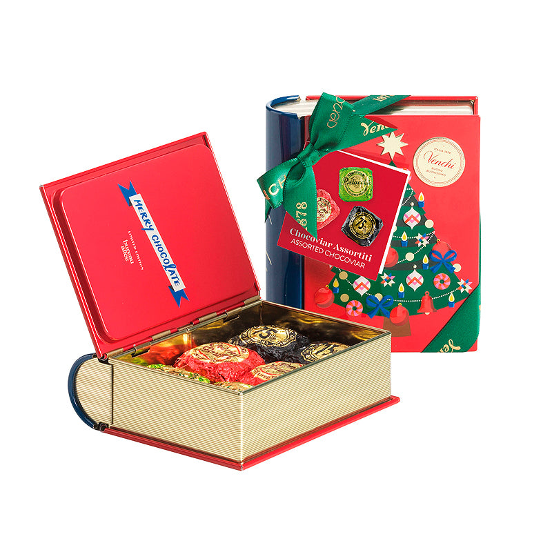 Venchi Festive Mini Book Tin 117g ~ Red | Buy Italian Chocolate in New Zealand | Sabato Auckland