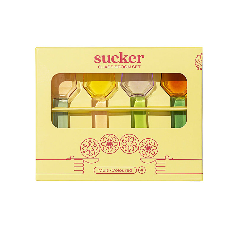 Sucker Glass Spoons ~ Multi-colour Set of 4 | New Zealand Delivery | Sabato Auckland