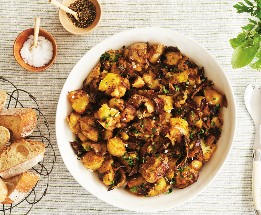 Sabato - Balsamic Roast Crushed Potatoes with Mushrooms
