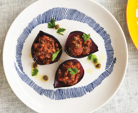 Charred Onion Petals with Porcini Bruschetta