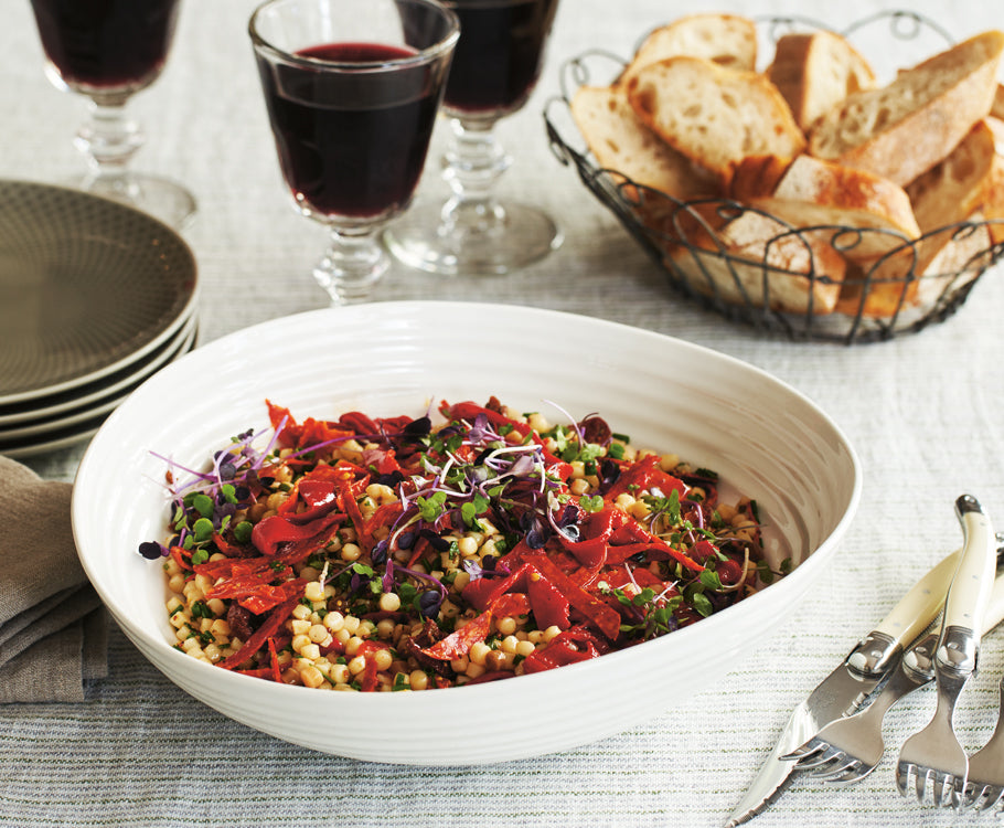 Fregola, Pimiento and Chorizo Salad