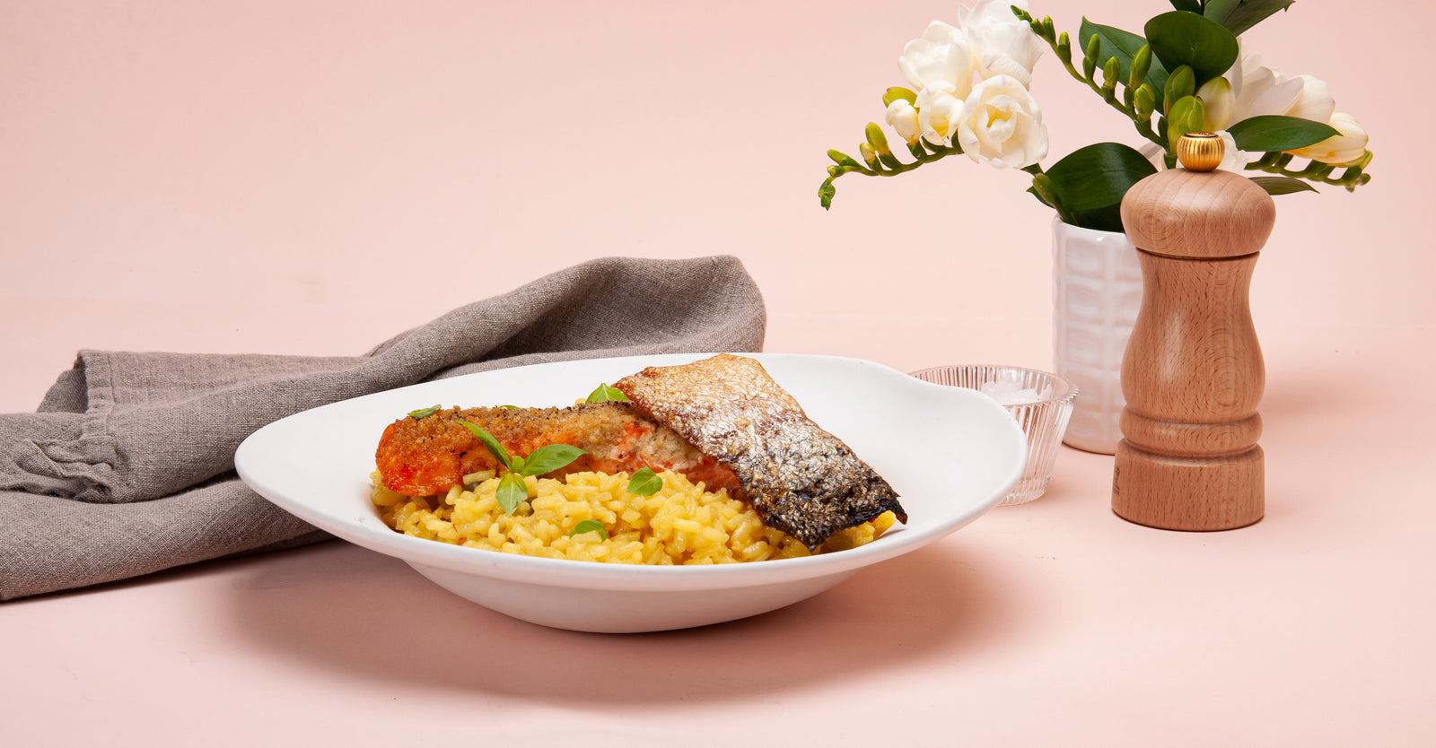 Saffron Risotto with Crispy Skin Salmon