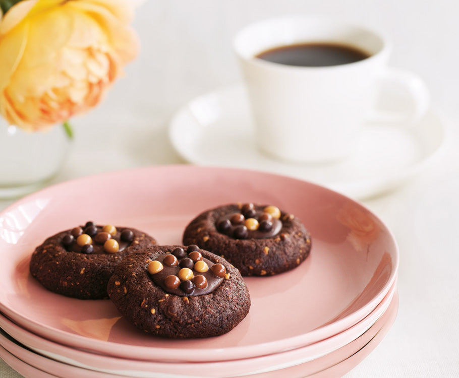 Chocolate Hazelnut Thumbprint Cookies