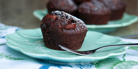 Double Valrhona Chocolate Muffins with Olive Oil