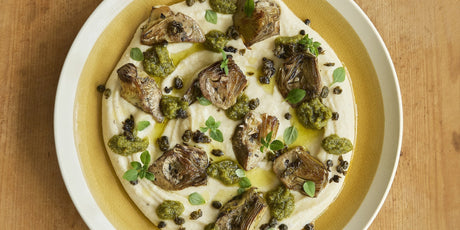 Grilled Artichokes on Haricot Bean Purée | Antipasto and Tapas Recipes for Entertaining