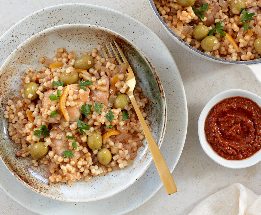 Lemon & Harissa Chicken with Fregola