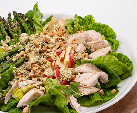 Poached Chicken Salad with Grilled Asparagus