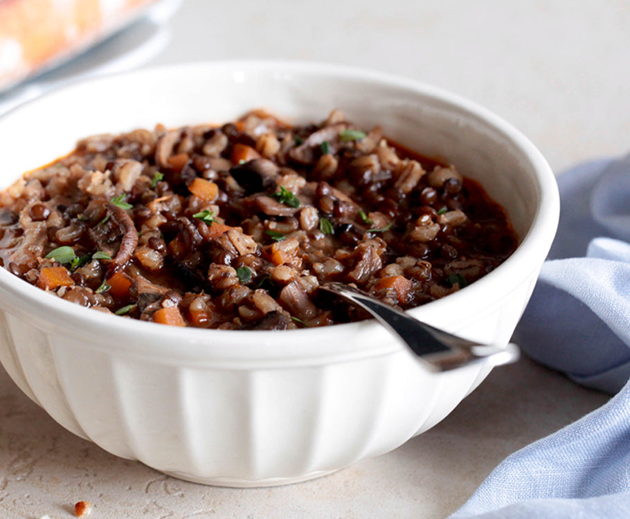 Porcini, Barley & Beluga Lentil Soup