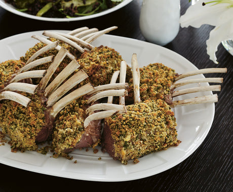 Roast Lamb Racks with Parmigiano & Caper Crust