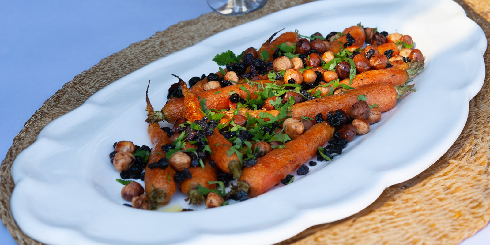 Roasted Carrots with Hazelnuts, Currants and Honey