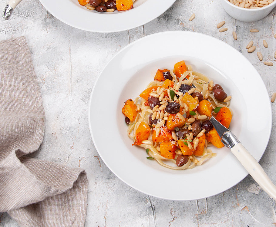 Girolomoni Tagliatelle Pasta with Butternut, Pine Nuts & Salvagno Olives