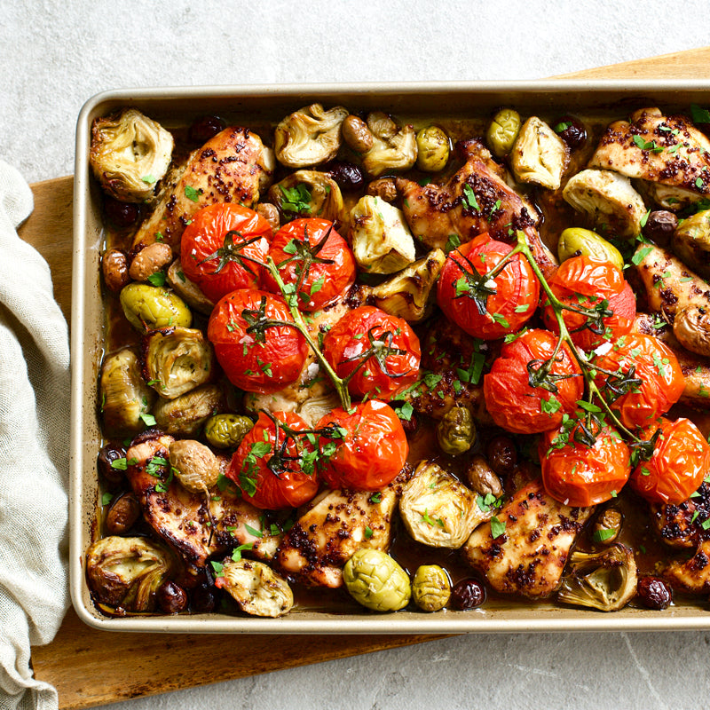 Sabato - Vincotto Chicken Traybake with Artichokes and Olives