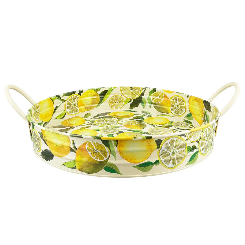 Emma Bridgewater Large Round Tin Tray with Handles ~ Lemons | New Zealand Delivery | Sabato Auckland