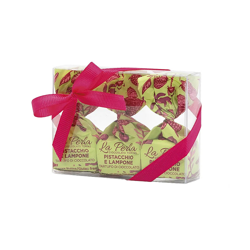 La Perla di Torino Pistachio & Raspberry Truffles 40g Gift Box | Italian Chocolate Truffles | New Zealand Delivery | Sabato Auckland