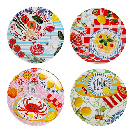 La La Land Melamine Plates ~ Italian Summer - set of 4 | New Zealand Delivery | Sabato Auckland
