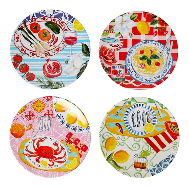 La La Land Melamine Plates ~ Italian Summer - set of 4 | New Zealand Delivery | Sabato Auckland