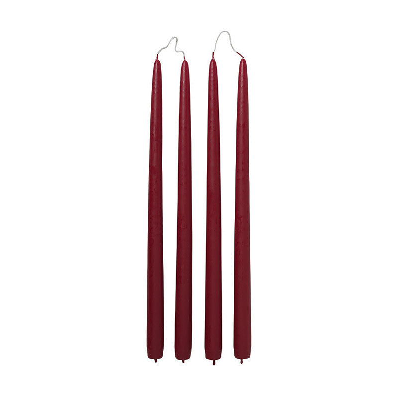 Broste Fine Taper Candles Set of 4 - Burgundy