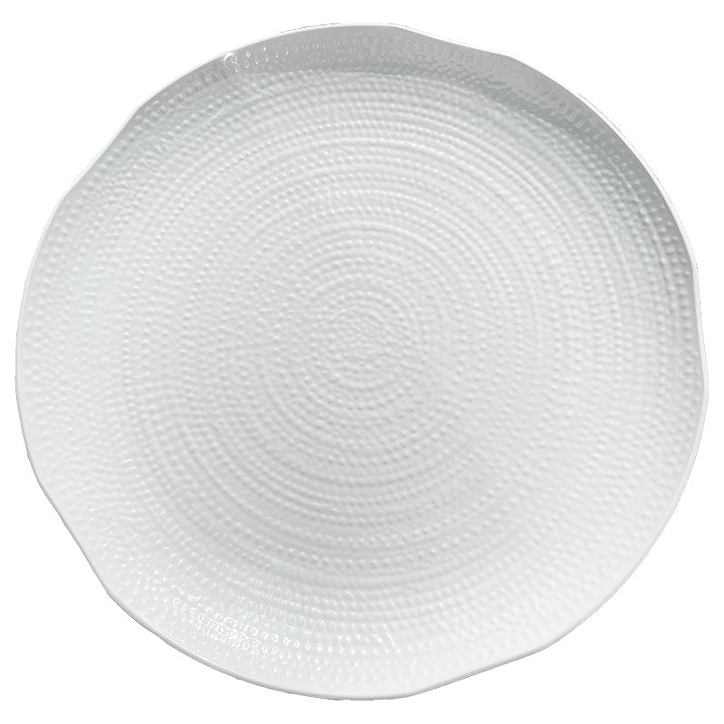 Extra Large Textured Round Melamine Platter ~ White