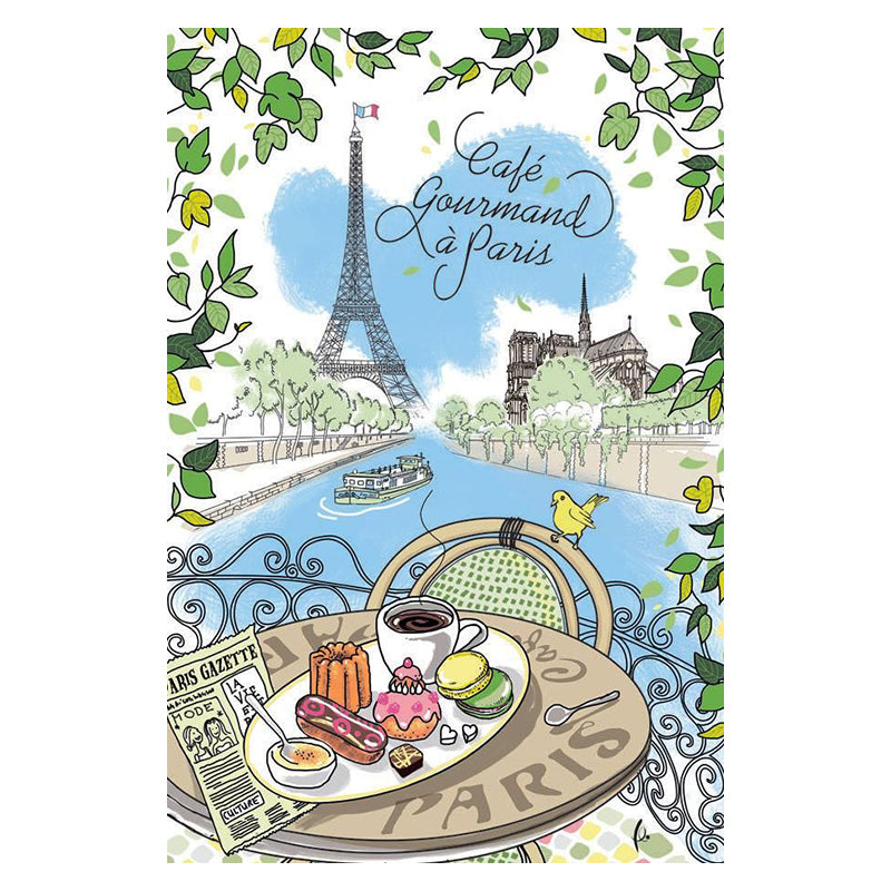 French Cotton Tea Towel ~ Café Gourmand