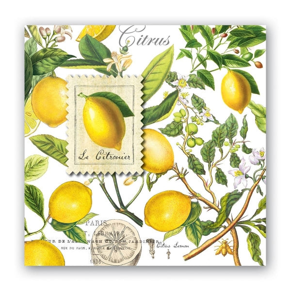 Michel Design Works Cocktail Napkins ~ Lemon & Basil